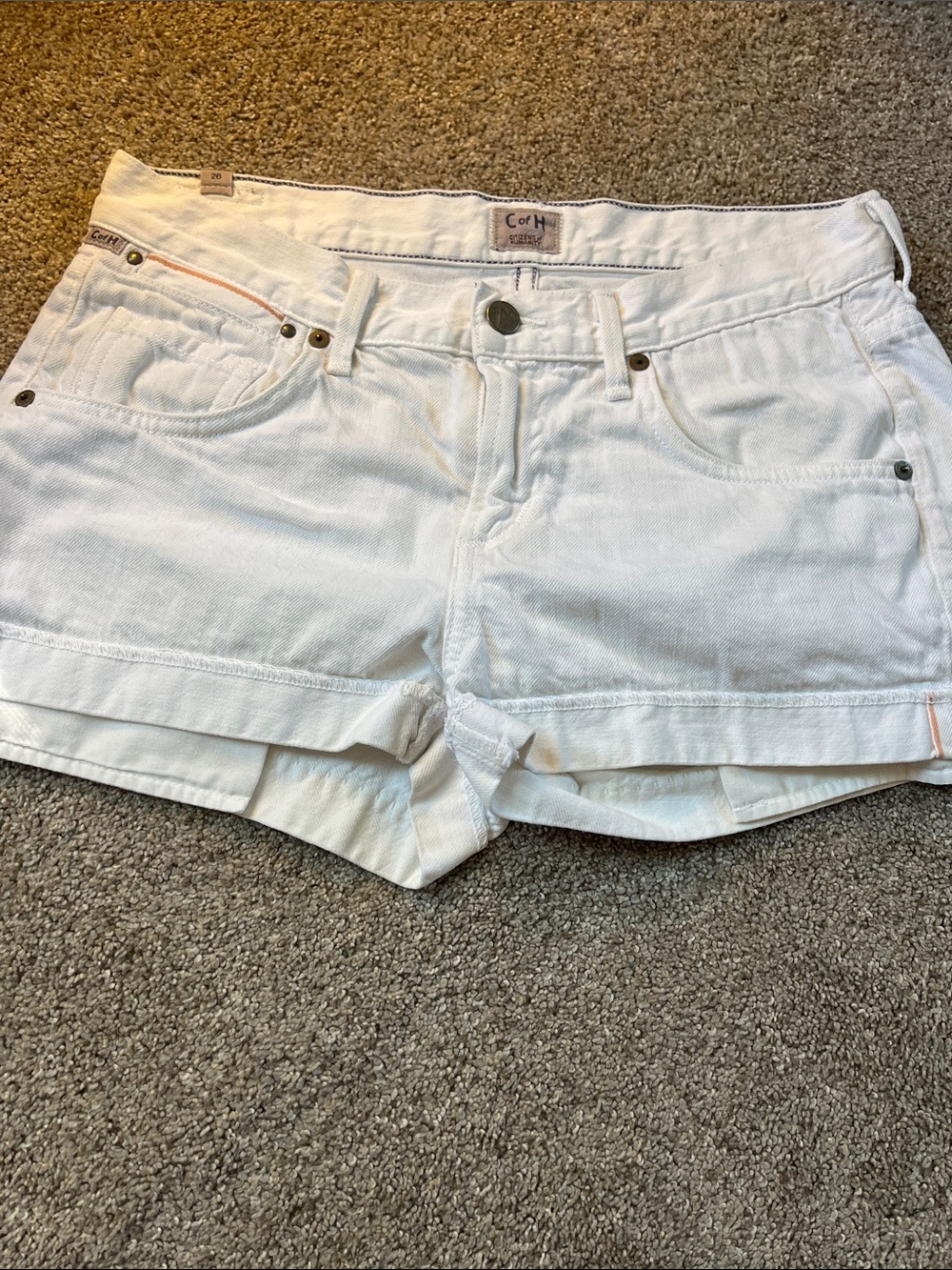 Citizens of Humanity White 💯%Cotton Made USA Shorts sz26 Actual 30” Waist